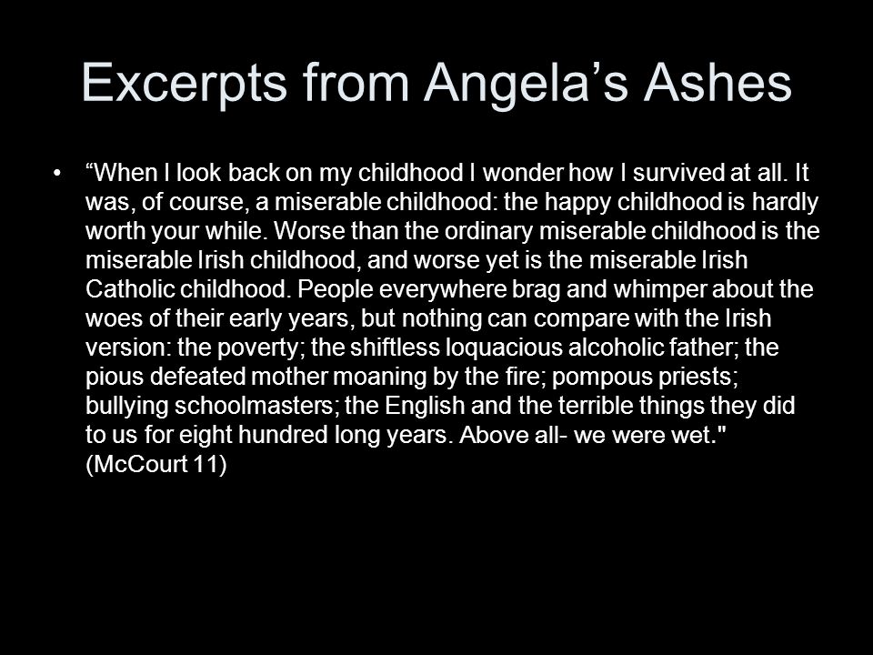 Matthew Bridge Limerick ANGELA S ASHES BY FRANK McCOURT