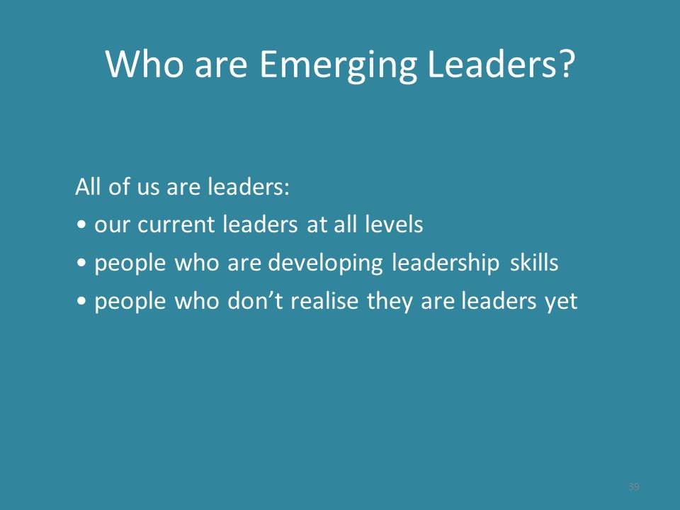 Who are Emerging Leaders.