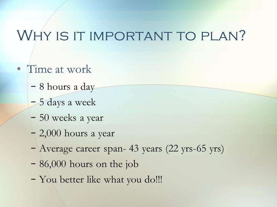 Why is it important to plan.
