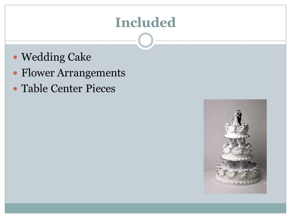 Included Wedding Cake Flower Arrangements Table Center Pieces