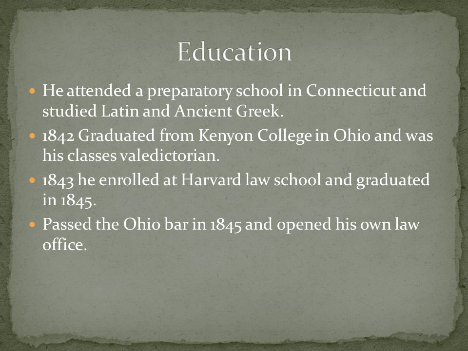 He attended a preparatory school in Connecticut and studied Latin and Ancient Greek.