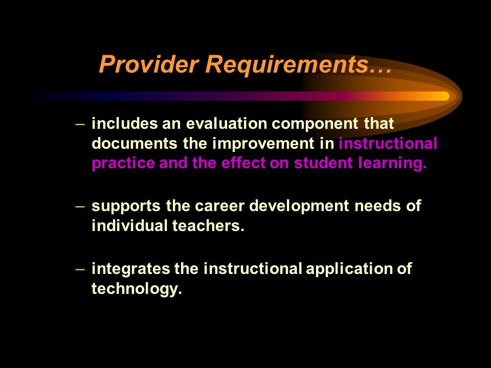 Provider Requirements...