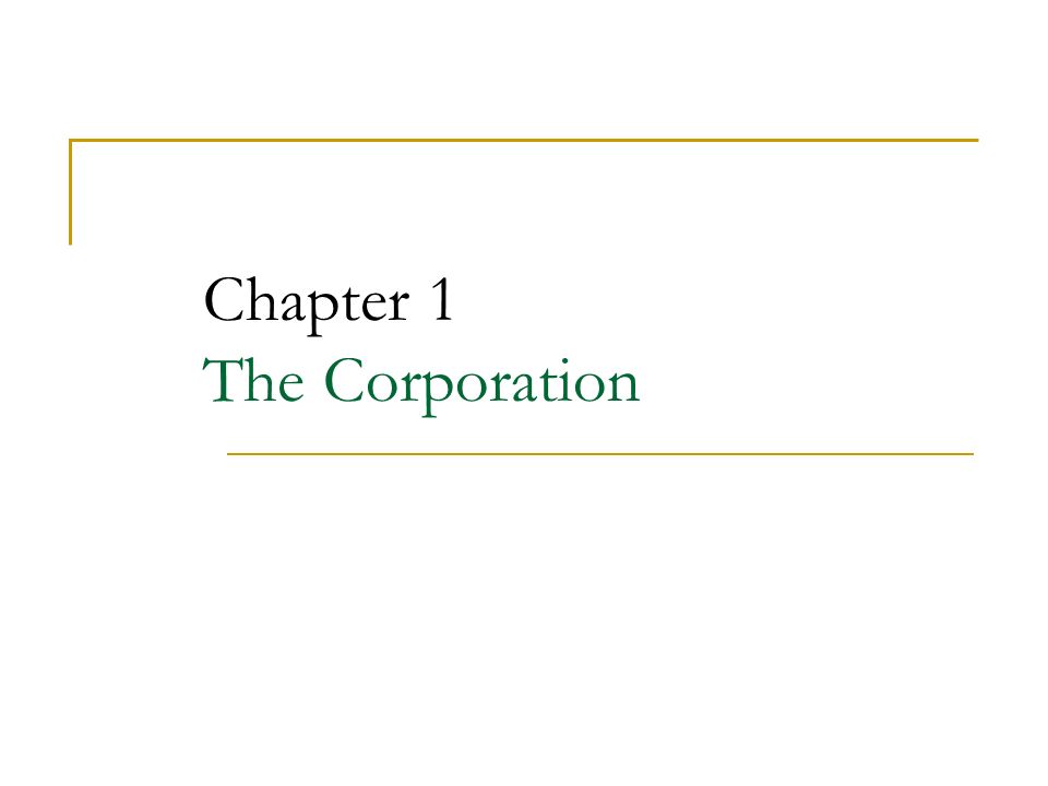 Chapter 1 The Corporation