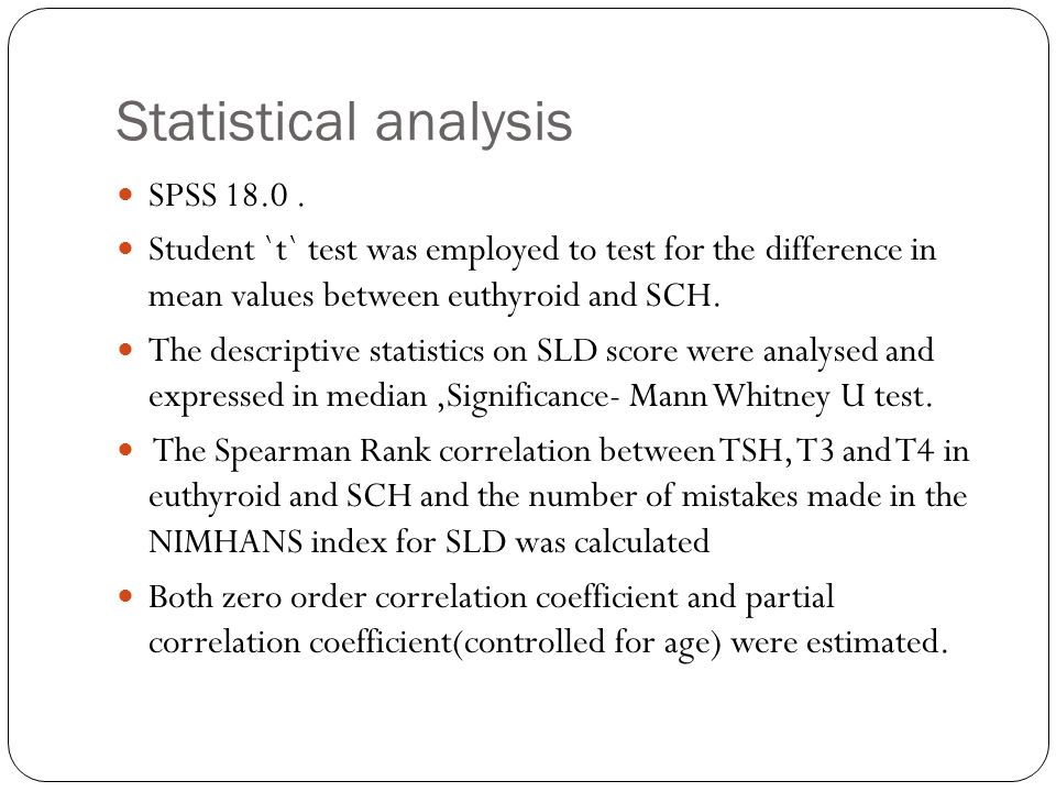 Statistical analysis SPSS 18.0.