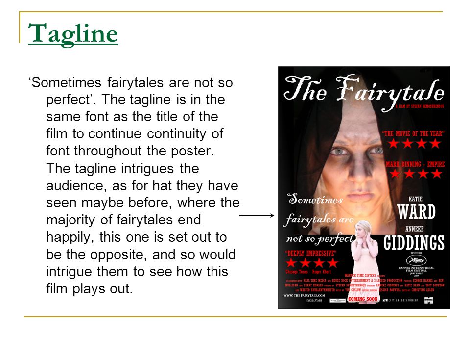 Tagline ‘Sometimes fairytales are not so perfect’.