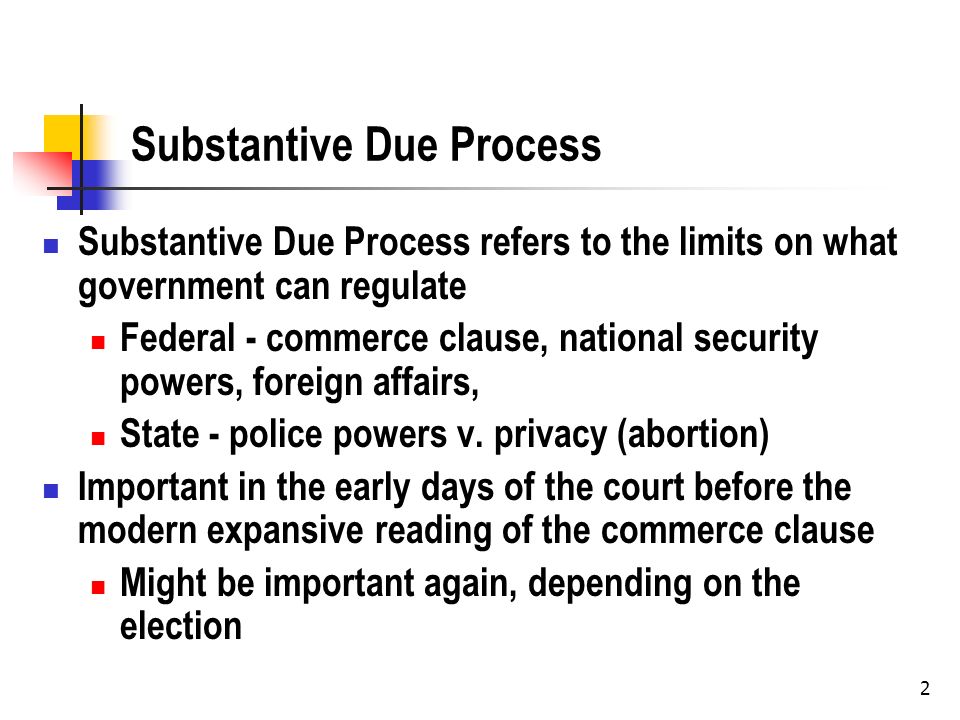 1 Chapter 4 - Adjudications Due Process. 2 Substantive Due Process 