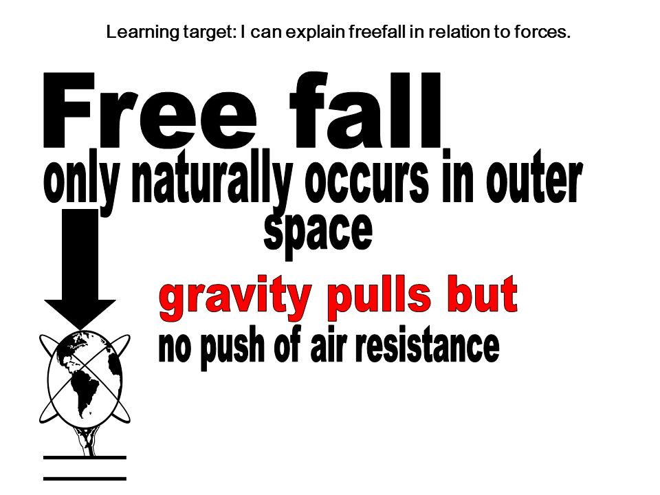 Learning target: I can explain freefall in relation to forces.