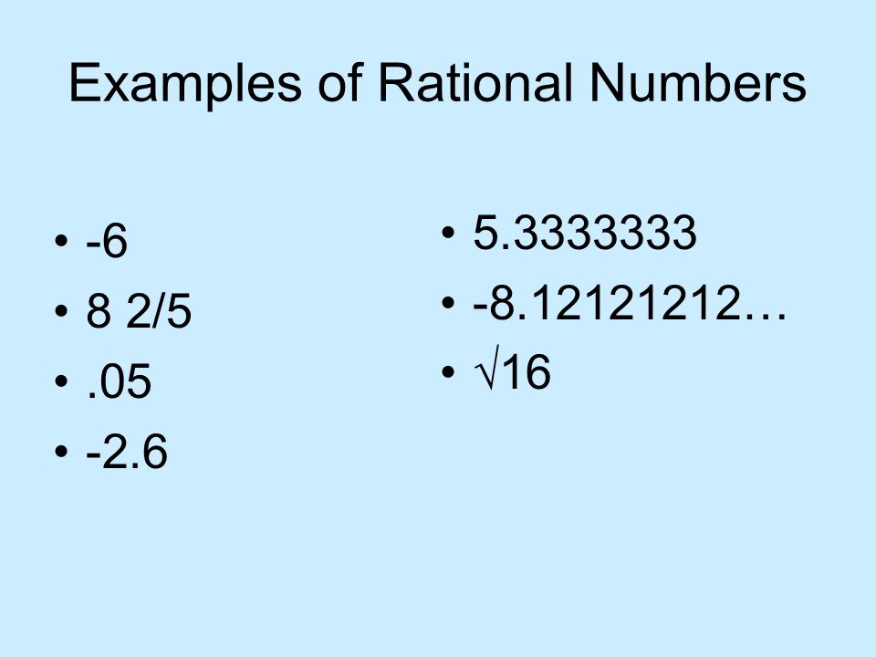 Examples of Rational Numbers / … √16