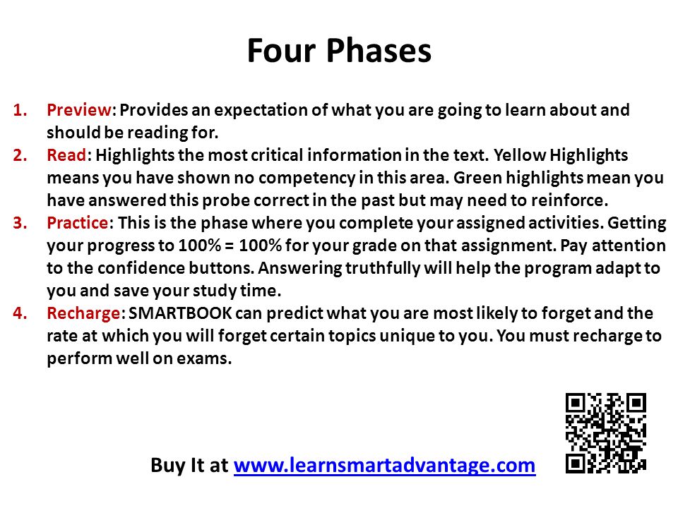 Four Phases 1.Preview: Provides an expectation of what you are going to learn about and should be reading for.