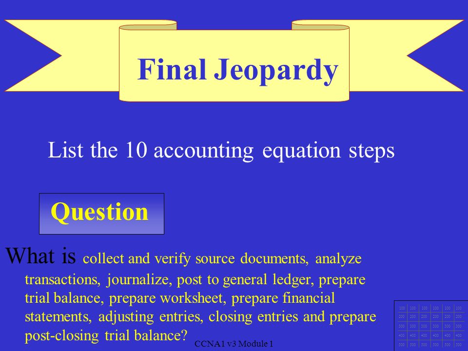 CCNA1 v3 Module 1 Question CCNA1 v3 Module 1 A: What is Double-Entry Accounting.