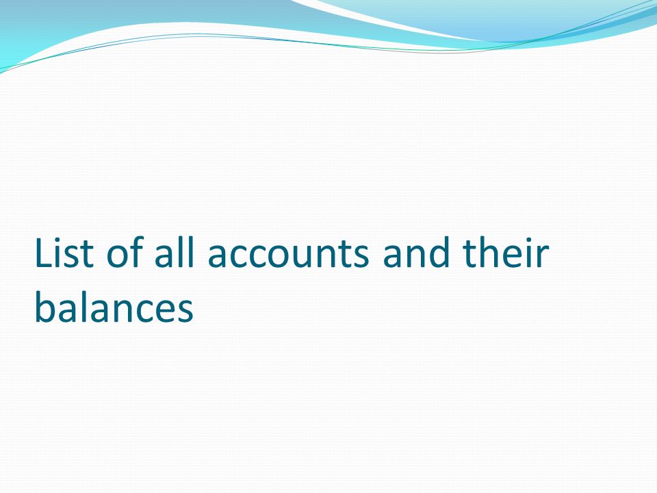 List of all accounts and their balances