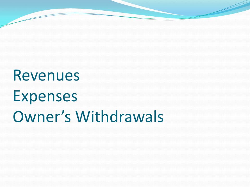 Revenues Expenses Owner’s Withdrawals