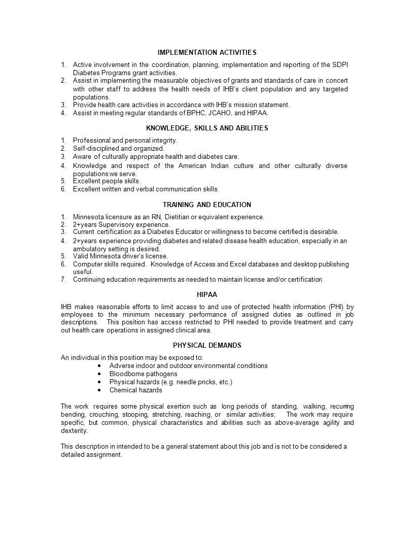 indian health board of minneapolis job description health