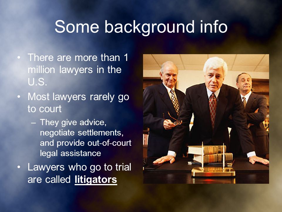Some background info There are more than 1 million lawyers in the U.S.