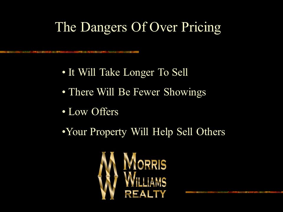 The Dangers Of Over Pricing It Will Take Longer To Sell There Will Be Fewer Showings Low Offers Your Property Will Help Sell Others