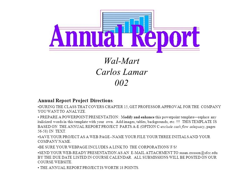 wal-mart carlos lamar 002 annual report project directions : during wal-mart carlos lamar 002 annual report project directions : during, Walmart Template Presentation, Presentation templates