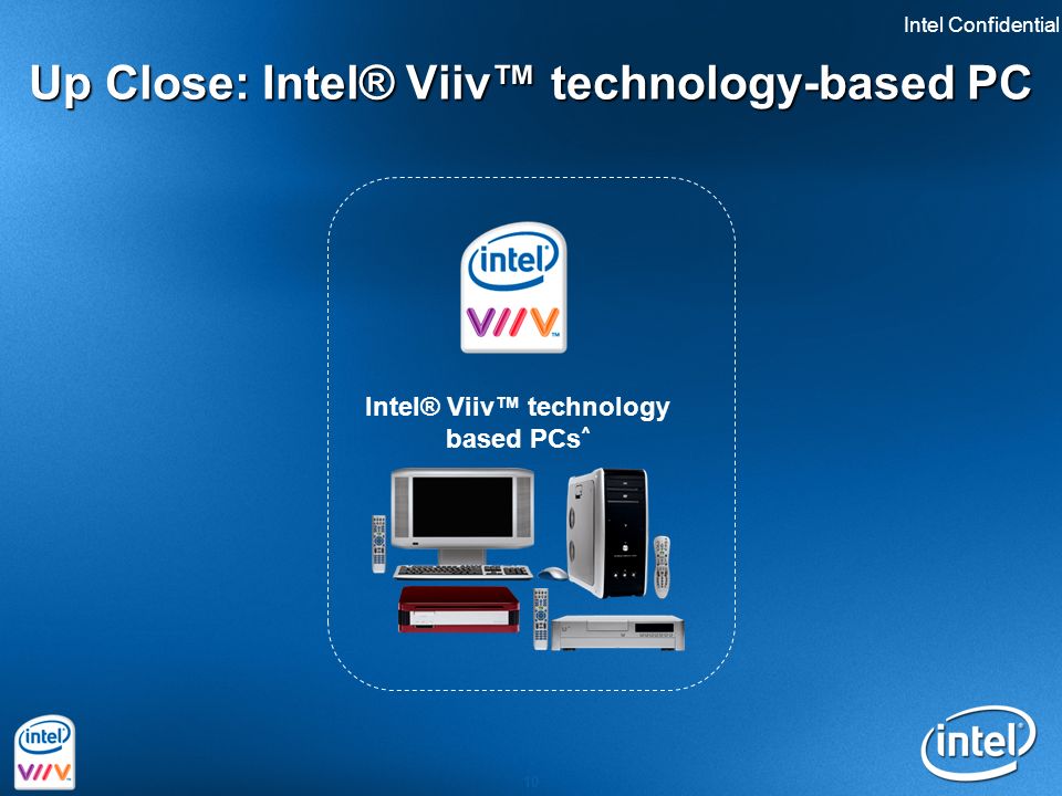 Intel Confidential 10 Up Close: Intel® Viiv™ technology-based PC Intel® Viiv™ technology based PCs ^