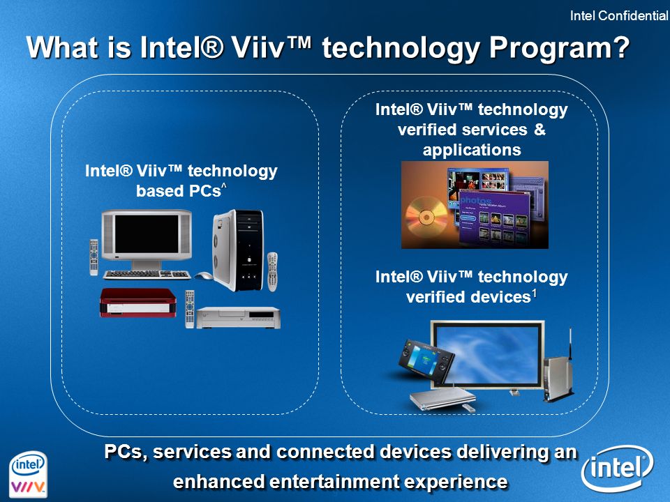 Intel Confidential 9 What is Intel® Viiv™ technology Program.