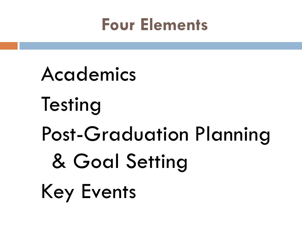 Four Elements Academics Testing Post-Graduation Planning & Goal Setting Key Events