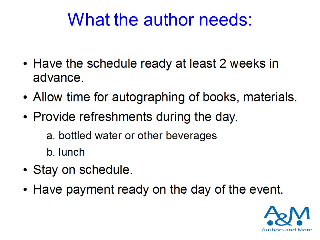 What the author needs: