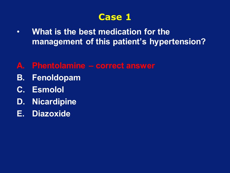 Case 1 What is the best medication for the management of this patient’s hypertension.