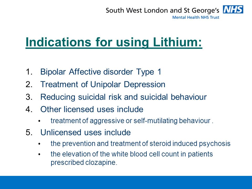 Lithium tablets for bipolar indications