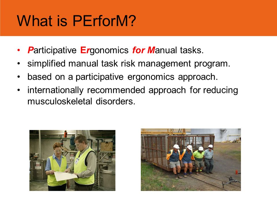 participative ergonomics for manual tasks Participative ergonomics for manual tasks at 125 deakin ave.