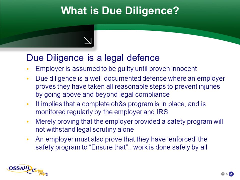 > < What is Due Diligence.