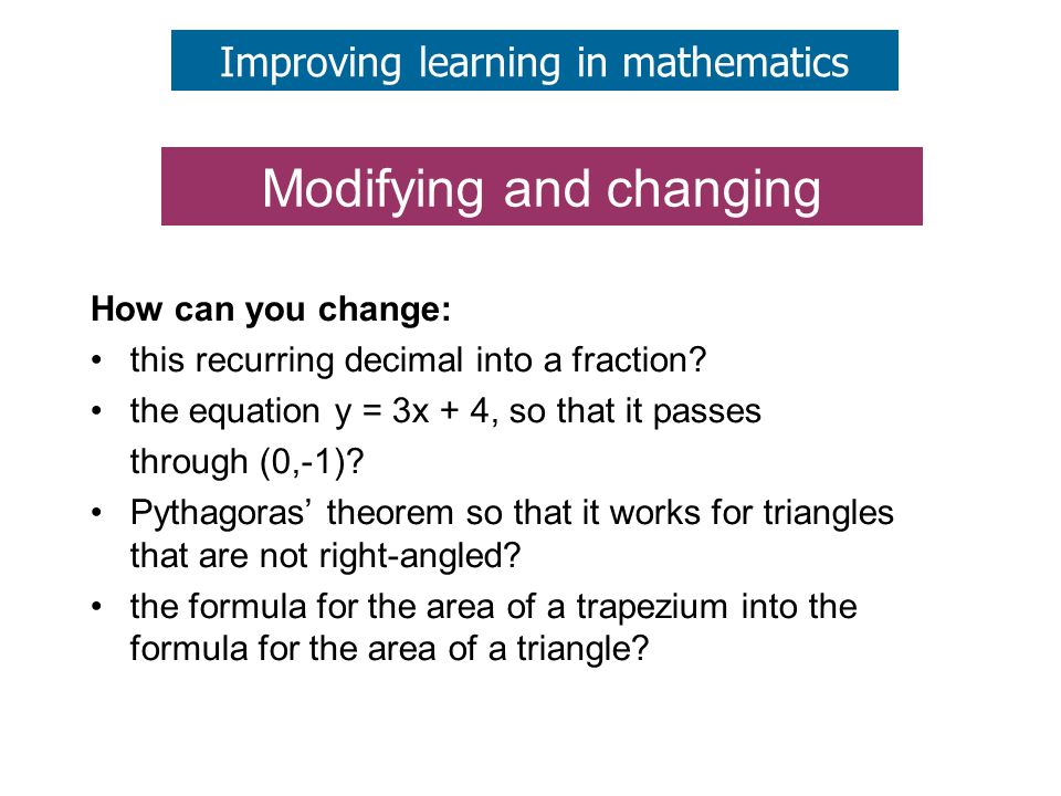 Modifying and changing How can you change: this recurring decimal into a fraction.