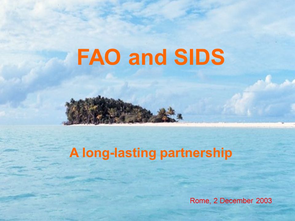 FAO and SIDS A long-lasting partnership Rome, 2 December 2003