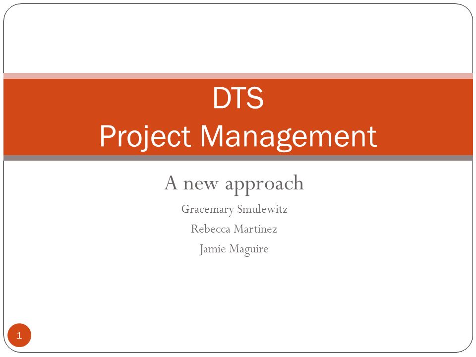 A new approach Gracemary Smulewitz Rebecca Martinez Jamie Maguire DTS Project Management 1