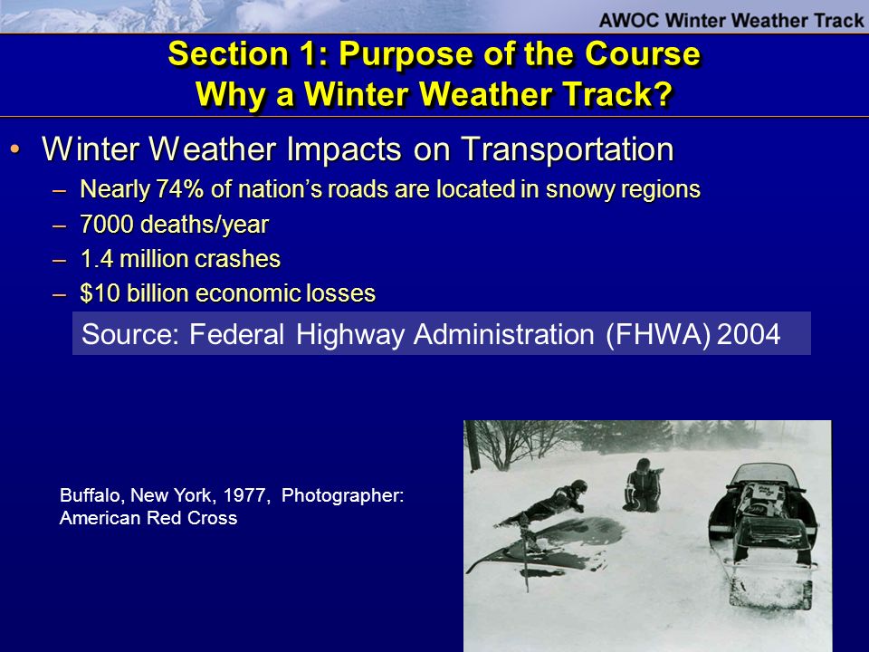 Section 1: Purpose of the Course Why a Winter Weather Track.