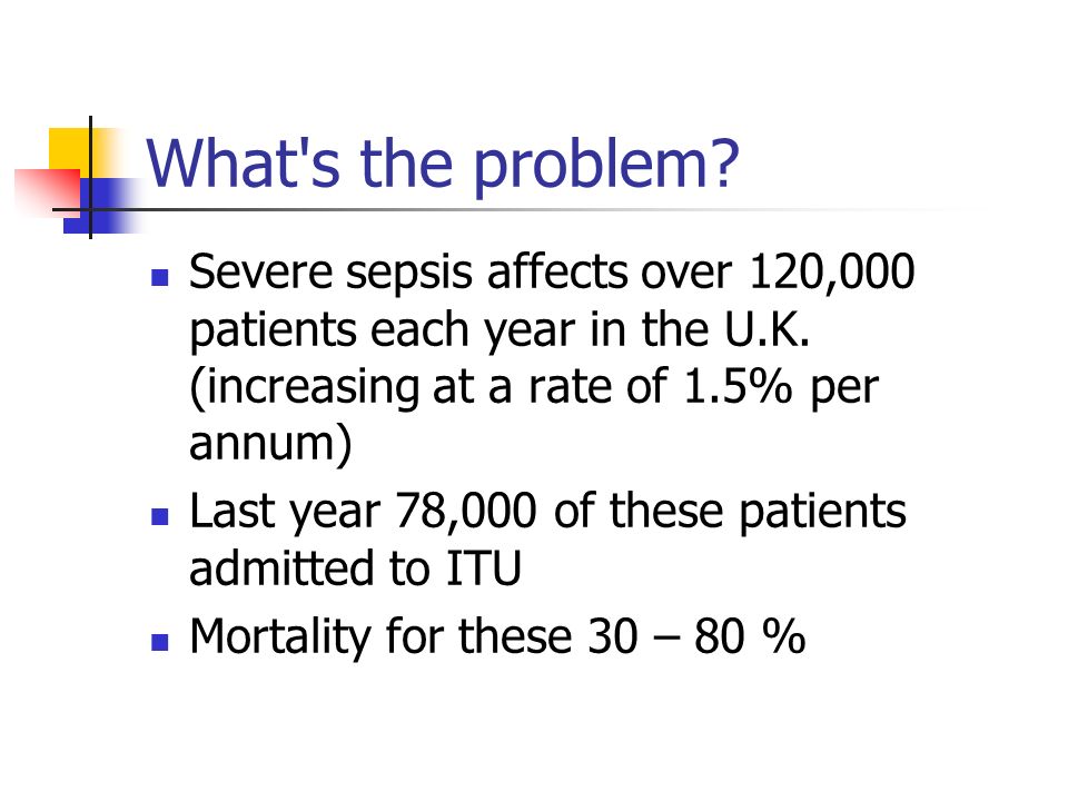 What s the problem. Severe sepsis affects over 120,000 patients each year in the U.K.