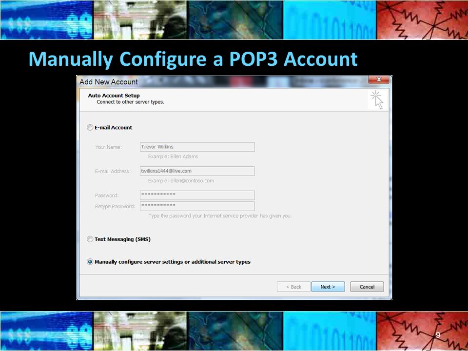 Manually Configure a POP3 Account 9