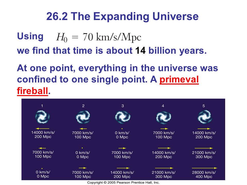 26.2 The Expanding Universe Using we find that time is about 14 billion years.