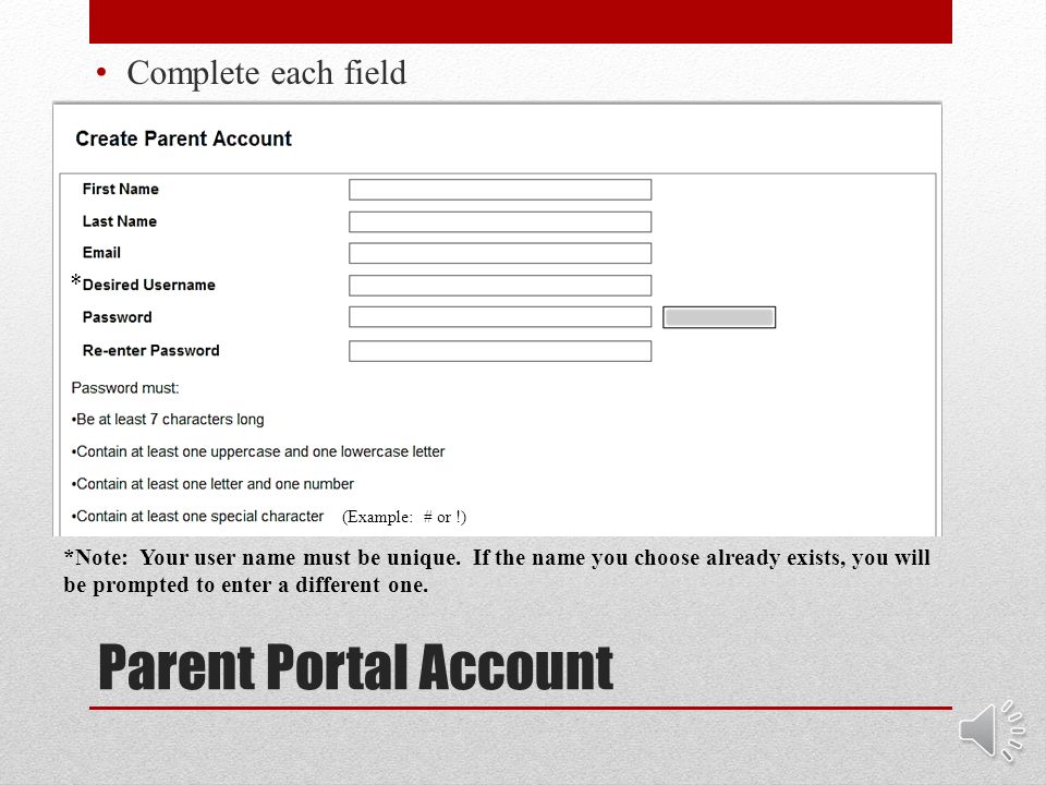 Parent Portal Account Launch the browser (preferred browsers are Firefox or Google Chrome) Enter this web address:     The Parent Sign In screen will appear.
