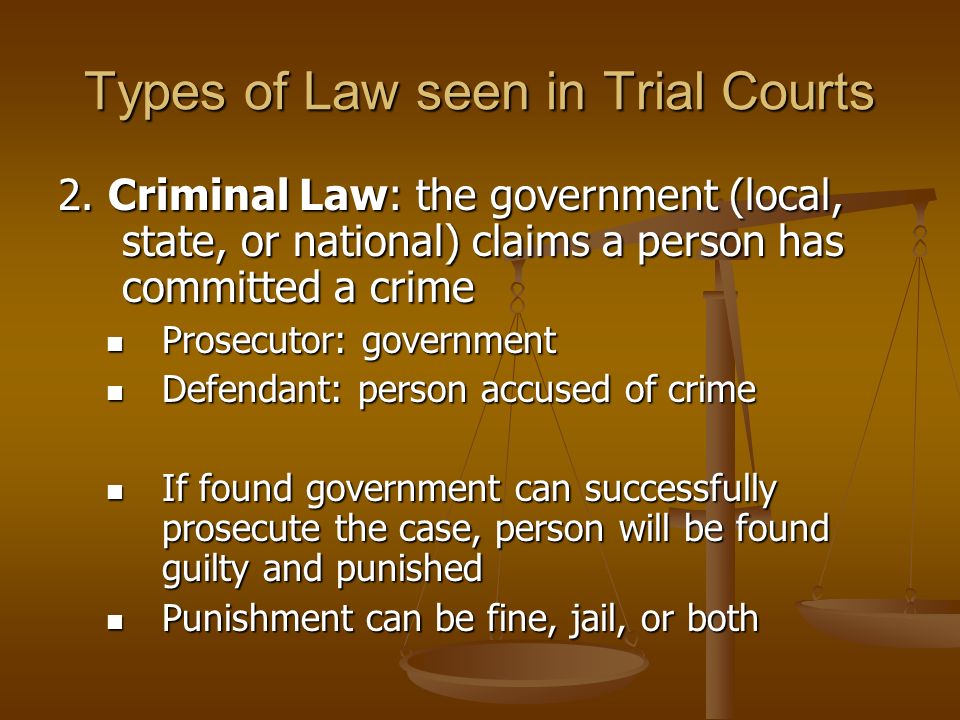Types of Law seen in Trial Courts 2.