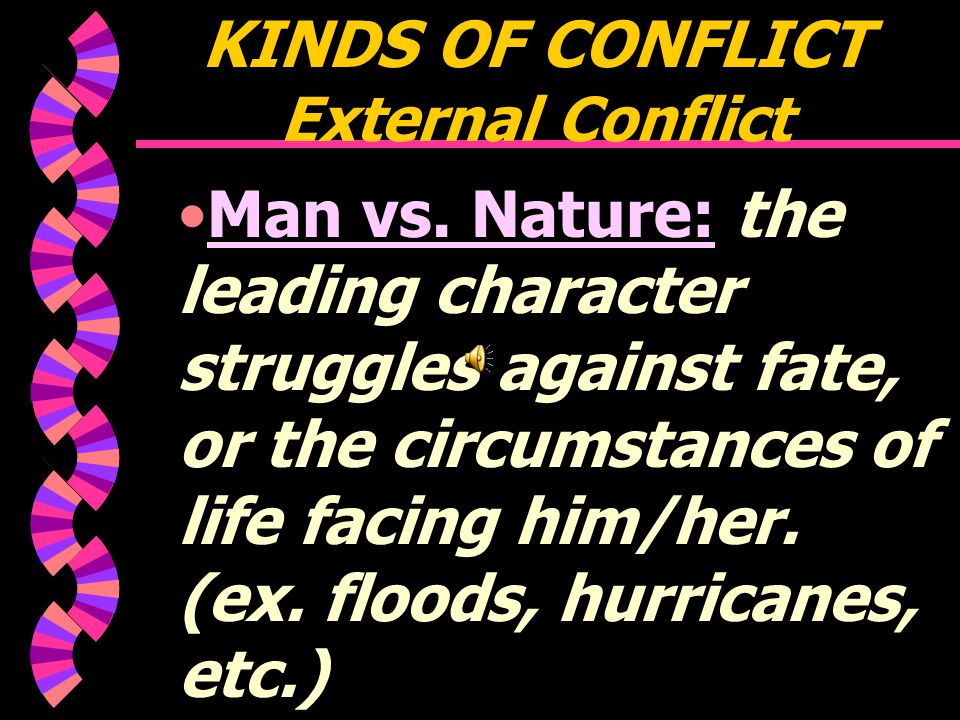 KINDS OF CONFLICT External Conflict Man vs.
