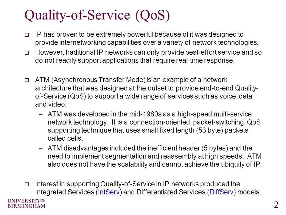 Quality of Service in IP Networks 