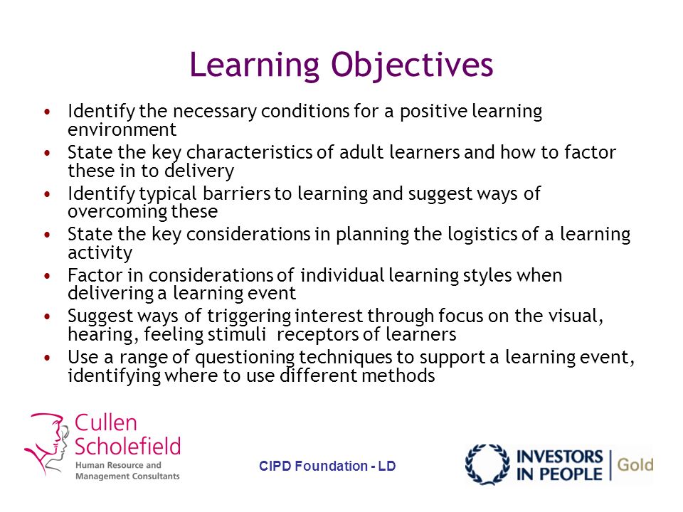 Aim To equip learners with the knowledge of underpinning theory of delivering effective learning and development activities, and provide an opportunity to practice delivering as an assessed activity and receive feedback.