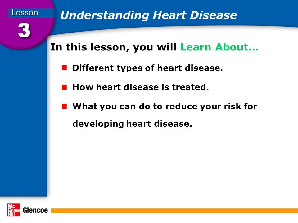 Understanding Heart Disease In this lesson, you will Learn About… Different types of heart disease.