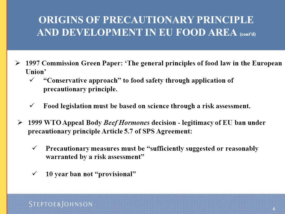 The Precautionary Principle In Eu Food Law 15 November 2004 - 