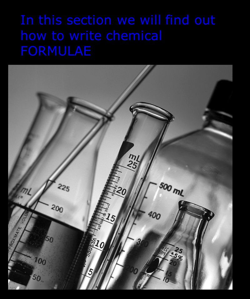 In this section we will find out how to write chemical FORMULAE