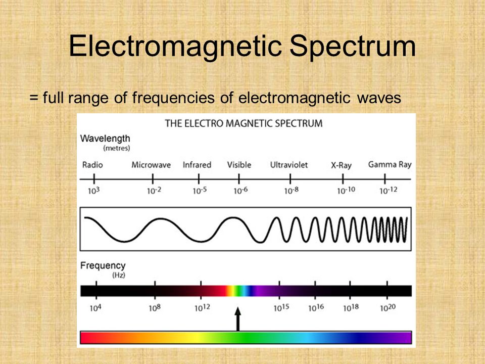 Electromagnetic Spectrum = full range of frequencies of electromagnetic waves