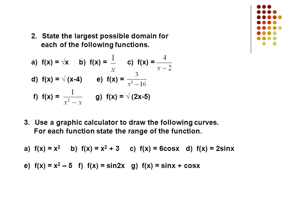 Domain And Range Functions 1 State The Range Of Each Of The Following Functions A F X X 8 D 1 2 3 B F X X 3 D 2 1 0 1 Ppt Download Domain And Range Functions 1 State The Range Of Each Of The Following Functions A F X X 8 D 1 2 3 B F X X 3 D 2 1 0 1 Ppt Download