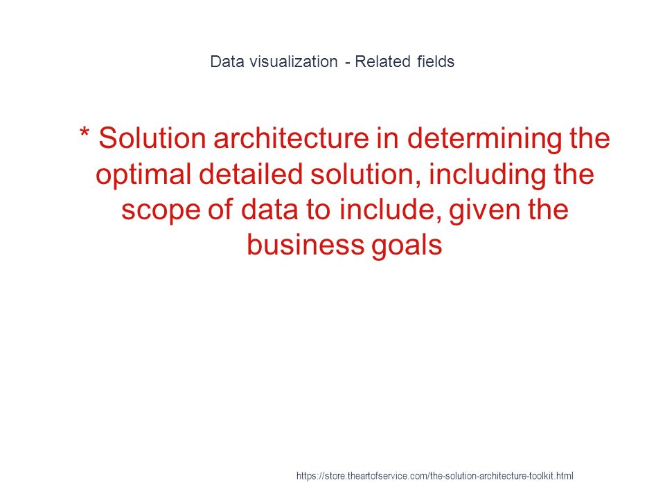Data visualization - Related fields 1 * Solution architecture in determining the optimal detailed solution, including the scope of data to include, given the business goals
