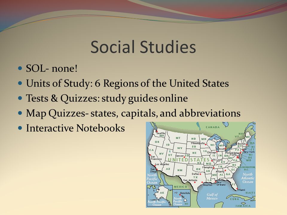 Social Studies SOL- none.