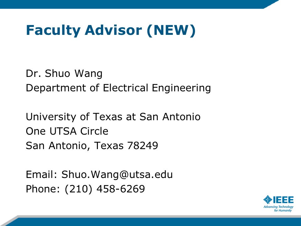 Faculty Advisor (NEW) Dr.
