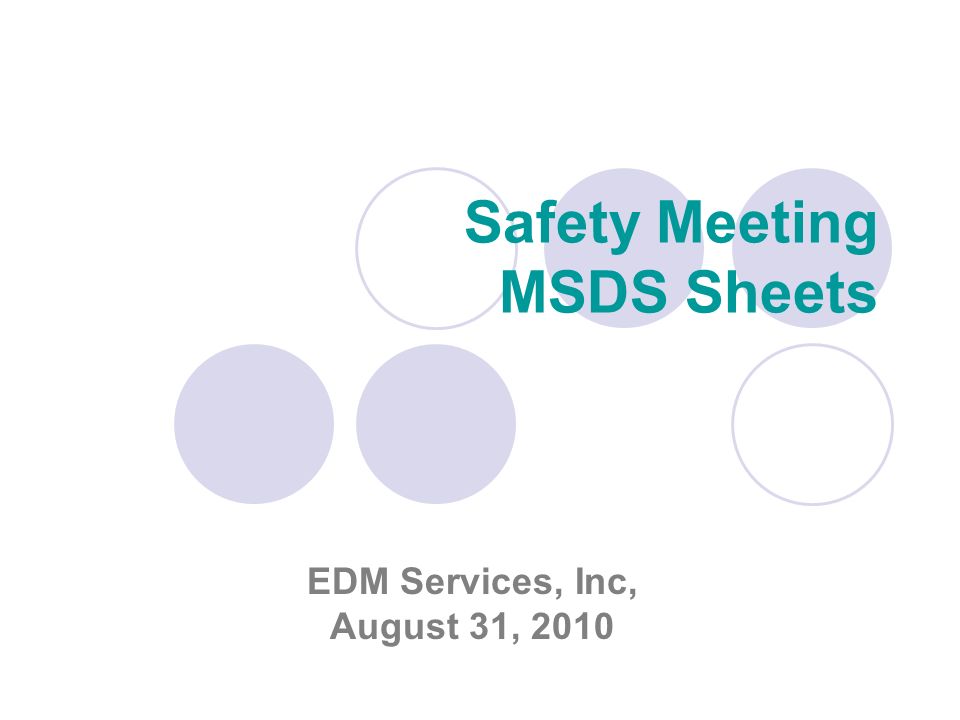 safety meeting msds sheets edm services inc august 31 ppt download