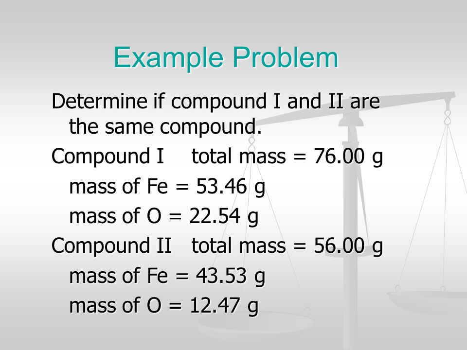 Example Problem Determine if compound I and II are the same compound.